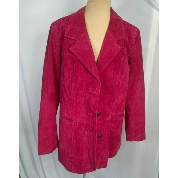 d&co Jackets & Blazers - Women's D&Co Genuine Leather Suede Blazer Jacket L Pink Lined